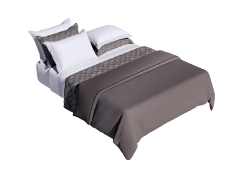 床 双人床 床上四件套su模型