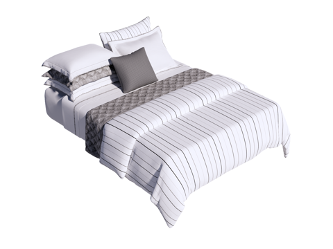 床 双人床 床上四件套su模型