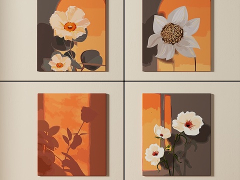  现代，简约风，组合画3d模型 