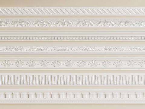  法式复古石膏线 线条3d模型 
