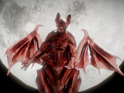  兔鸟与月亮3d模型 