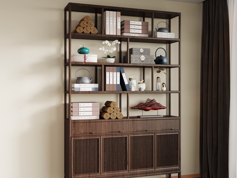  新中式博古架 书架3d模型 