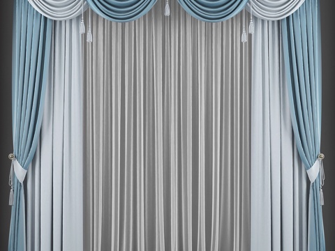  现代布艺窗帘3d模型 