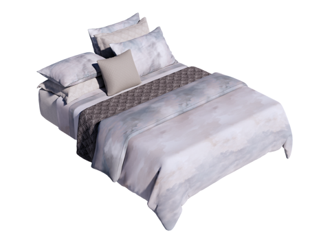 床 双人床 床上四件套su模型