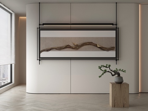  侘寂挂画 油画3d模型 