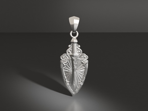  匕首盾牌吊坠3d模型 