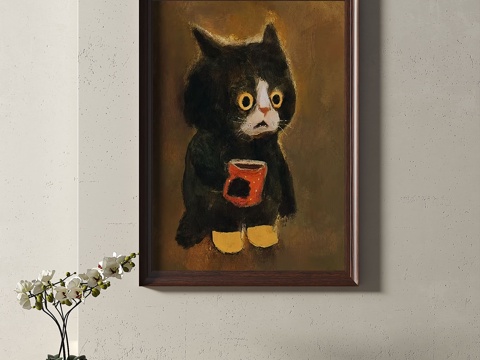  复古，中古，简约，抽象，装饰画3d模型 