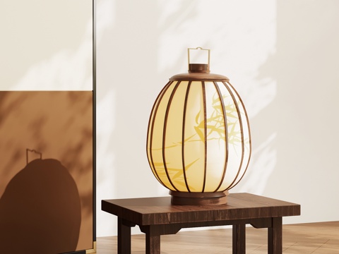 新中式台灯 灯笼su模型