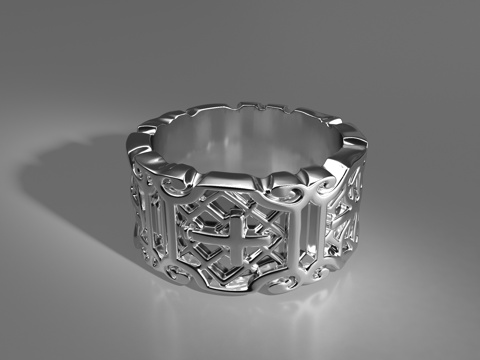  男款朋克风戒指3d模型 