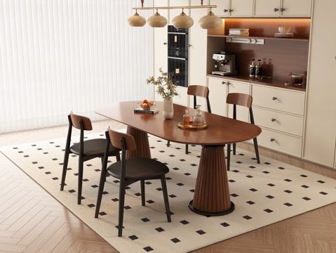  中古风餐桌椅3d模型 