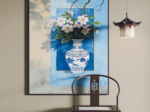  新中式挂画 装饰画 客厅挂画 玄关挂画 书房挂画 茶室挂画3d模型 