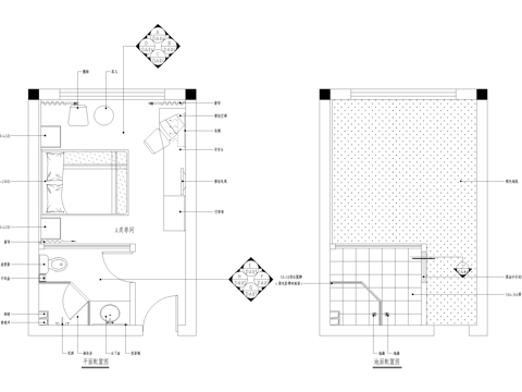 酒店客房 大床房 单人床 标准间单间 CADcad施工图