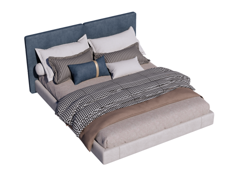  床 双人床 现代床su模型 