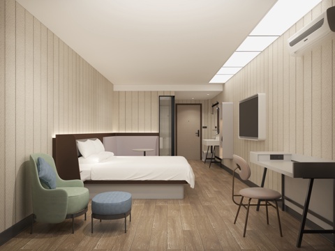  现代酒店客房大床房商务房公寓宿舍汉庭3d模型 