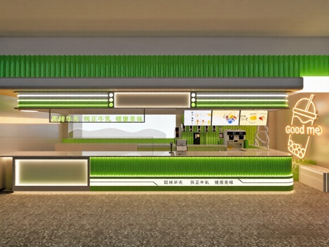 奶茶店3d模型 