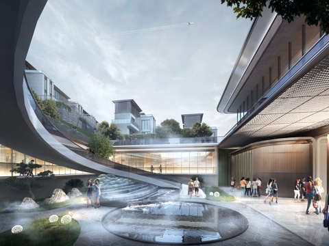  现代住宅内廷 下沉商业 建筑外观  公建 景观 3D模型3d模型 