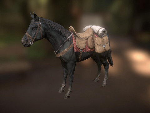  旅行马4PBR2K动画3d模型 