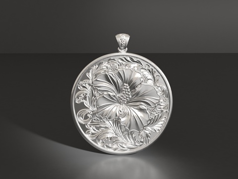  扶桑花吊坠3d模型 