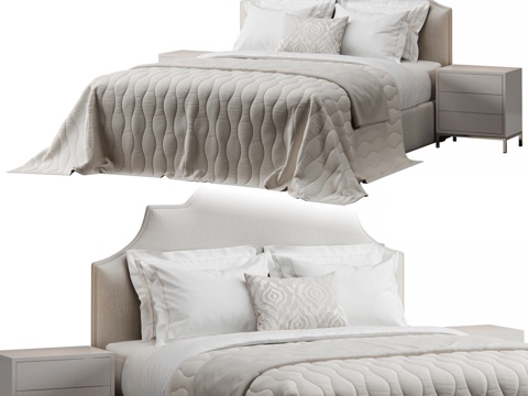  塞奇菲尔德软包床头板床3d模型 