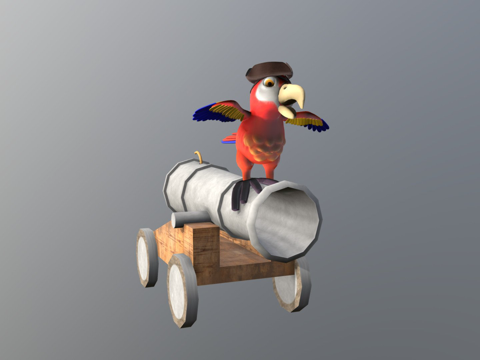  海盗鹦鹉3d模型 