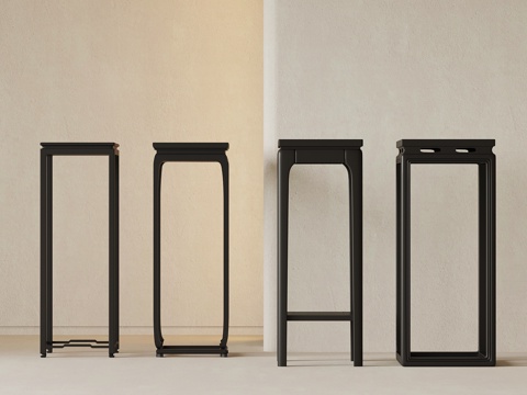  现代复古花架 花几 角几 边几3d模型 