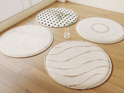  法式复古地毯 现代地毯 圆形地毯3d模型 