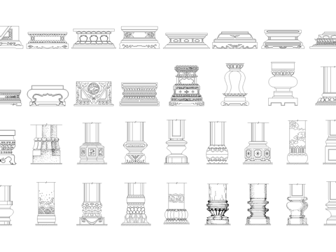  柱子基座 柱底座 石雕柱墩 柱础 柱基石 CAD施工图cad施工图 
