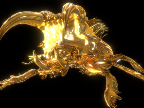  金色虎甲虫3d模型 