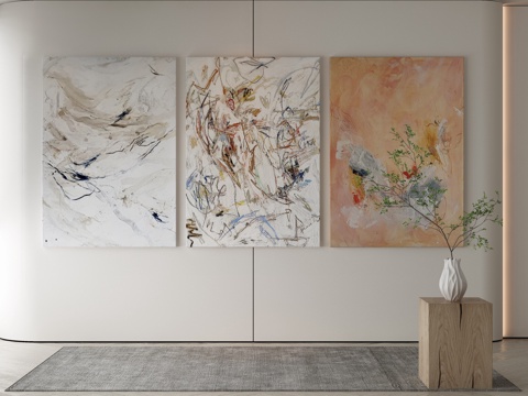  侘寂挂画 油画3d模型 