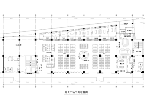 美食城美食广场小吃城菜品展示橱窗收银台吧台CAD施工图cad施工图