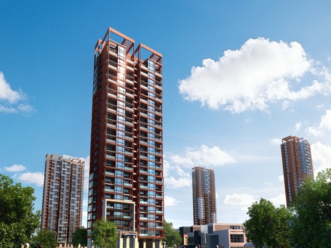  现代高层住宅小区3d模型 