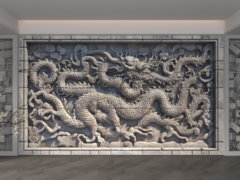  现代背景墙3d模型 