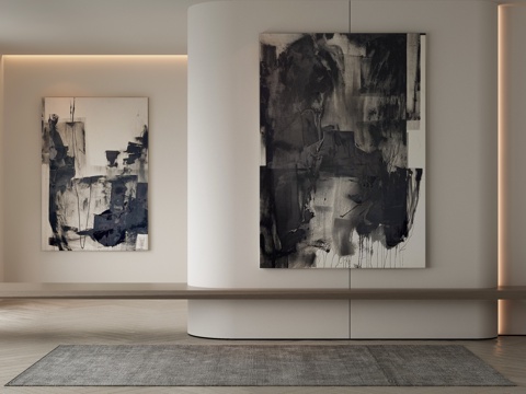  侘寂挂画 油画3d模型 