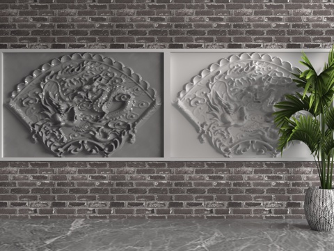  现代浮雕墙3d模型 