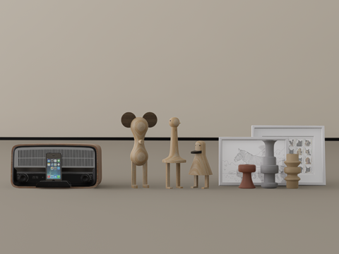  摆件组合su模型 