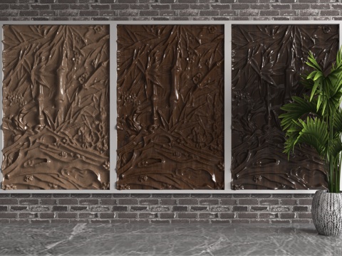  现代浮雕墙3d模型 