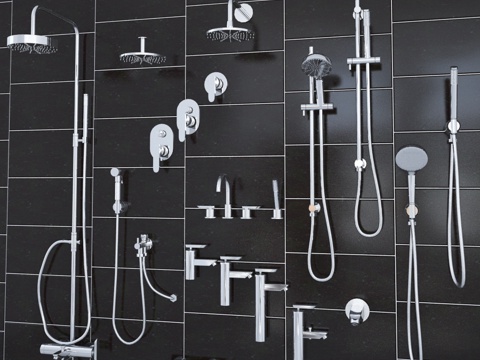  现代洁具 水龙头 卫浴用品 淋浴 喷头 五金3d模型 