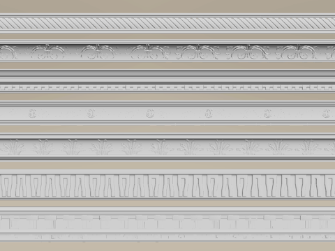 法式复古石膏线 线条su模型