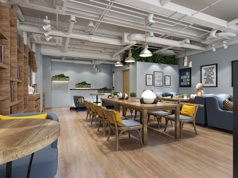  北欧休闲咖啡厅3d模型 