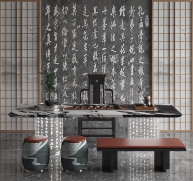  现代茶室3d模型 