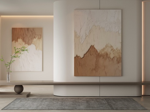  侘寂挂画 油画3d模型 