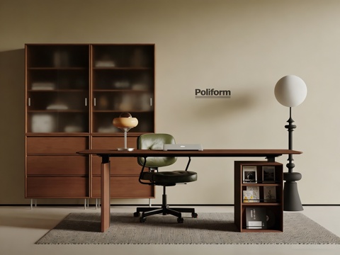  中古书房 中古风书桌椅 书柜3d模型 