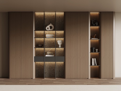  现代简约书柜3d模型 