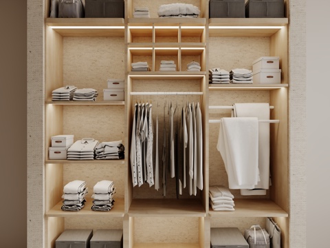  现代开敞衣柜3d模型 