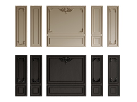 法式护墙板 电视背景墙su模型