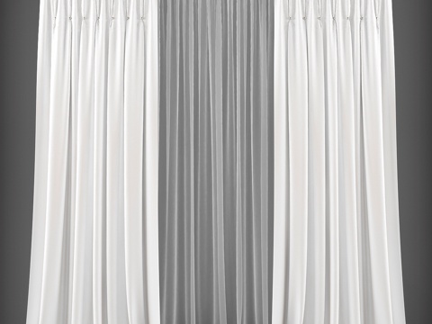  现代布艺窗帘3d模型 