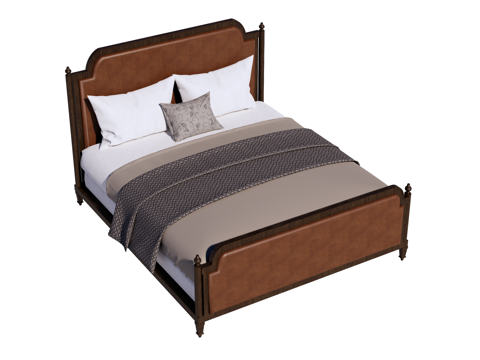 复古欧式床 双人床su模型