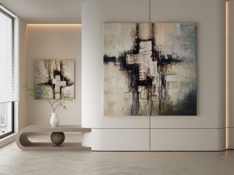  侘寂挂画 油画3d模型 