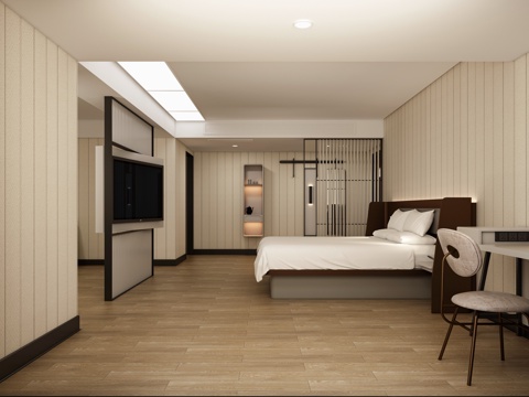  现代酒店客房套房大床房家庭房公寓宿舍汉庭3d模型 