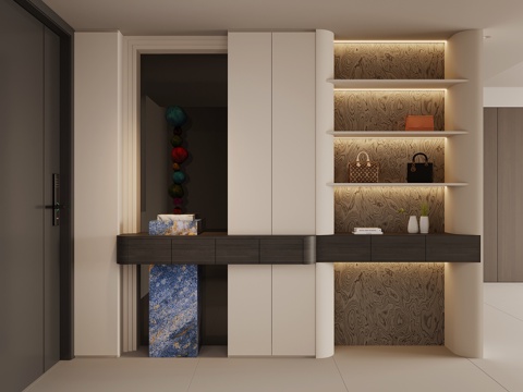 现代意式鞋柜 入户鞋柜su模型